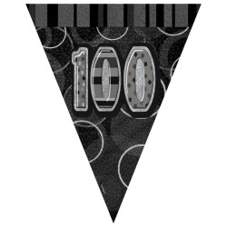 Unique Party Black-Silver Pennant Bunting - 100