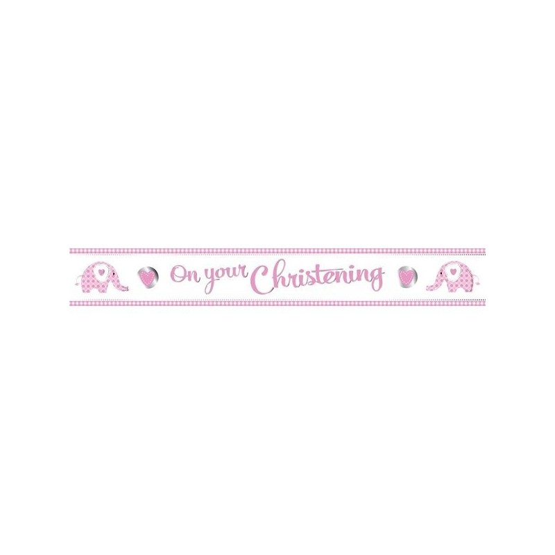 Creative Party Christening Foil Banner - Elephant Pink