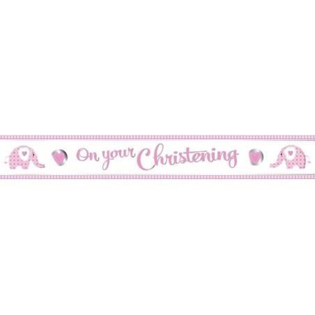 Creative Party Christening Foil Banner - Elephant Pink