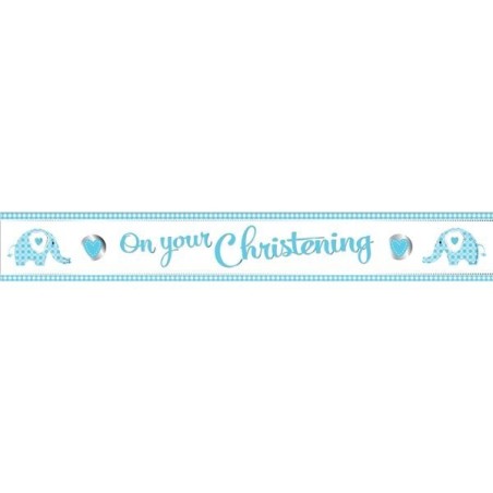 Creative Party Christening Foil Banner - Elephant Blue