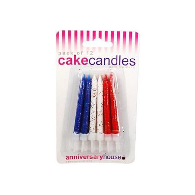 Creative Party Glitter Candles - Red White Blue