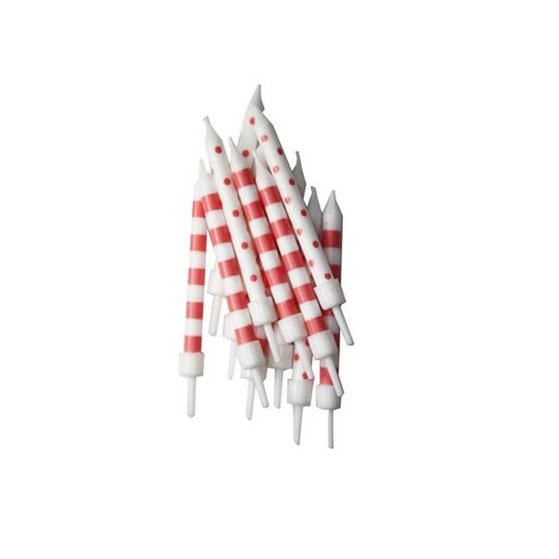 Creative Party Spot & Stripe Candles - Coral White