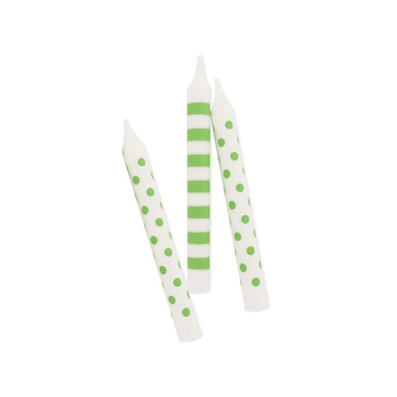 Creative Party Spot & Stripe Candles - Green White
