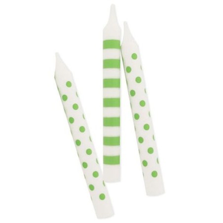 Creative Party Spot & Stripe Candles - Green White