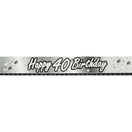 Creative Party 9 Foot Black Foil Banner - 40th
