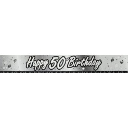 Creative Party 9 Foot Black Foil Banner - 50th