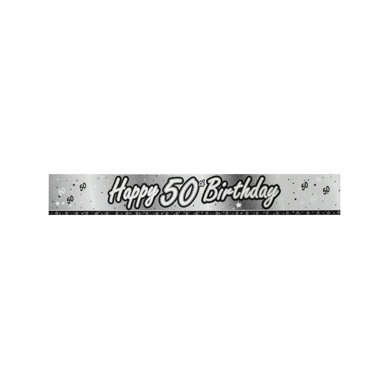 Creative Party 9 Foot Black Foil Banner - 50th