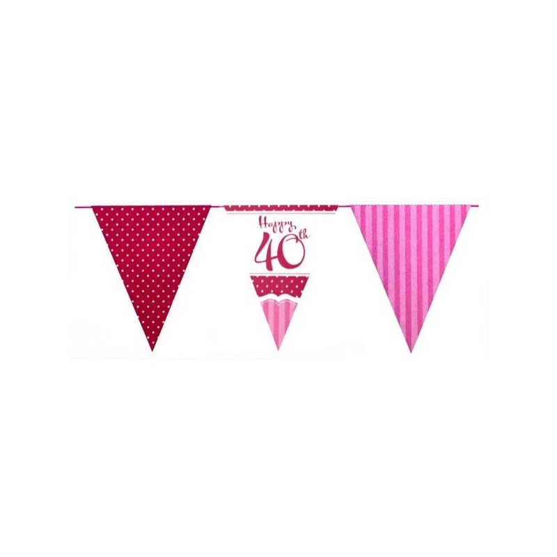 Creative Party 12 Foot Perfectly Pink Bunting - 40th