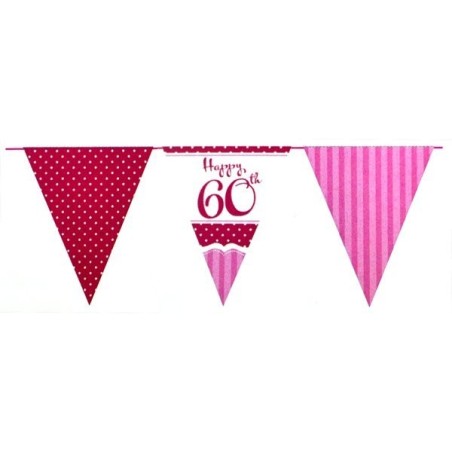 Creative Party 12 Foot Perfectly Pink Bunting - 60th