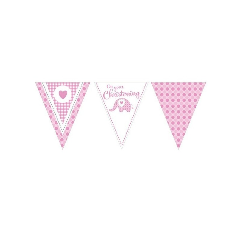 Creative Party 12 Foot Christening Banner - Elephant Pink