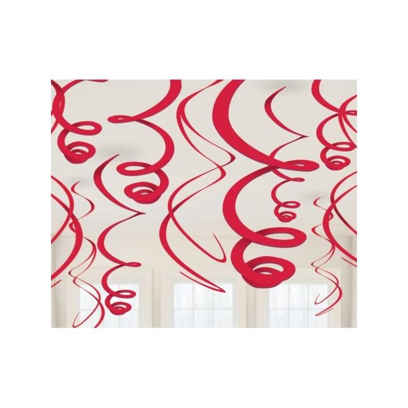 Amscan Plastic 12 Decorations Swirls - Apple Red
