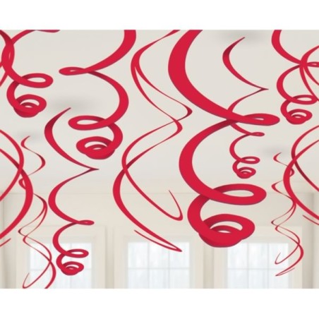 Amscan Plastic 12 Decorations Swirls - Apple Red