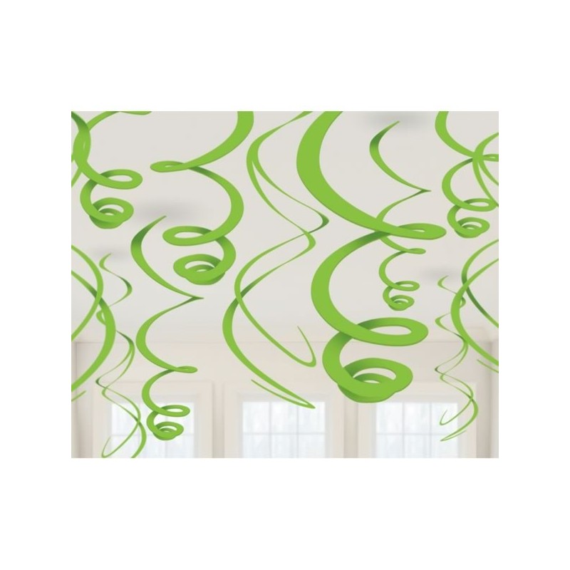 Amscan Plastic 12 Decorations Swirls - Kiwi Green