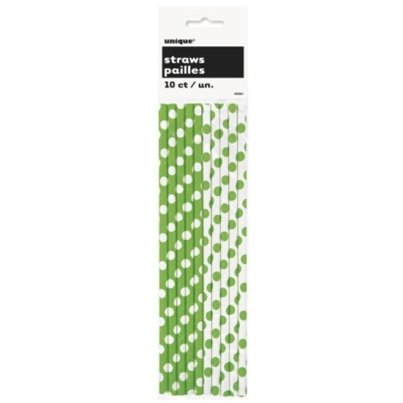 Unique Party Dots Paper Straws - Green