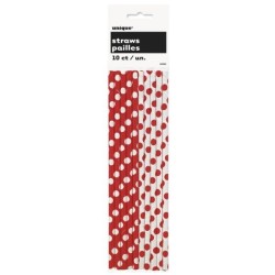 Unique Party Dots Paper Straws - Ruby Red