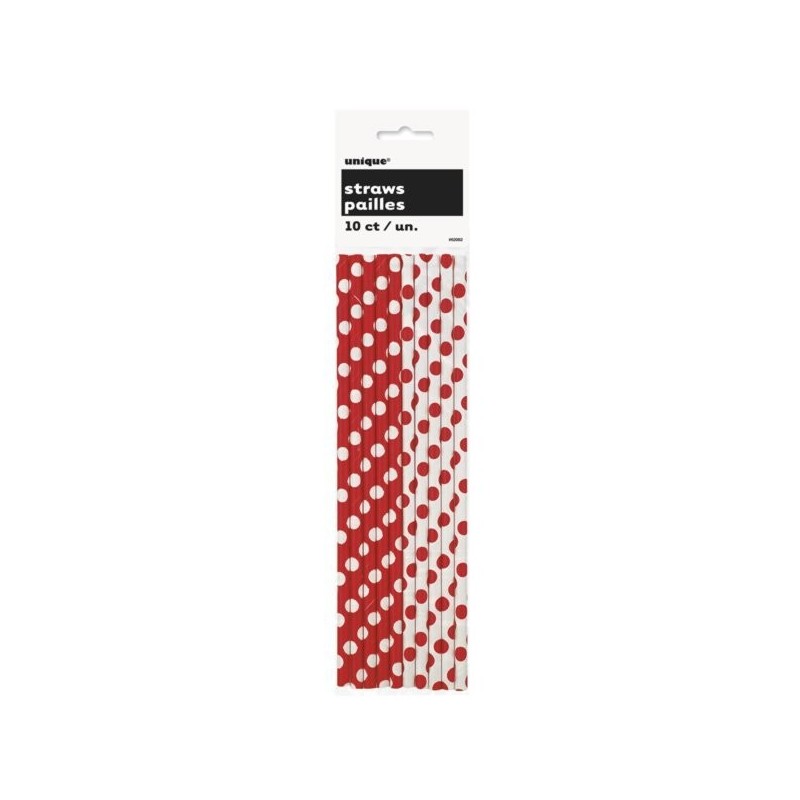 Unique Party Dots Paper Straws - Ruby Red