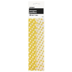 Unique Party Dots Paper Straws - Sun Yellow