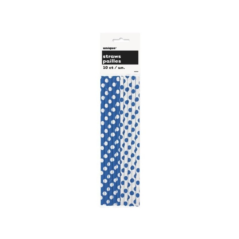 Unique Party Dots Paper Straws - Royal Blue