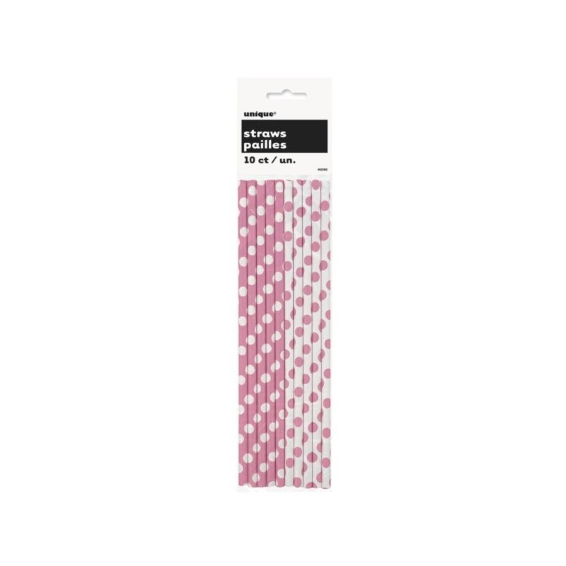 Unique Party Dots Paper Straws - Hot Pink