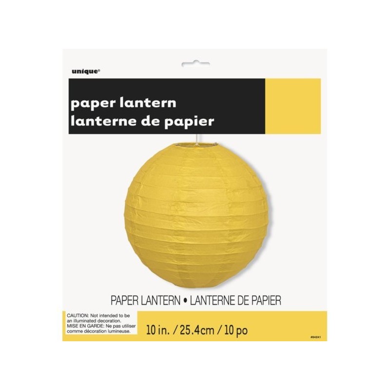 Unique Party 10 Inch Paper Lanterns - Yellow