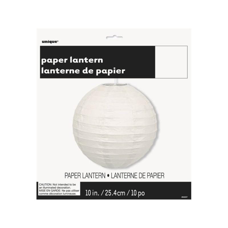 Unique Party 10 Inch Paper Lanterns - White
