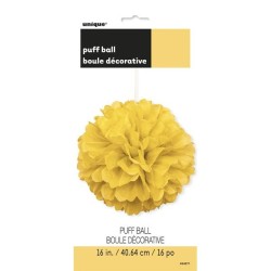 Unique Party 16 Inch Puff Balls - Yellow