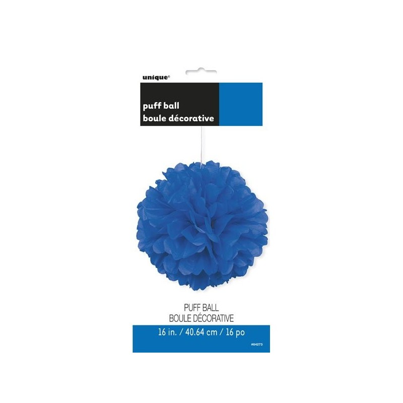 Unique Party 16 Inch Puff Balls - Royal Blue