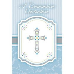 Amscan Postcard Invites - Communion Blessing Blue
