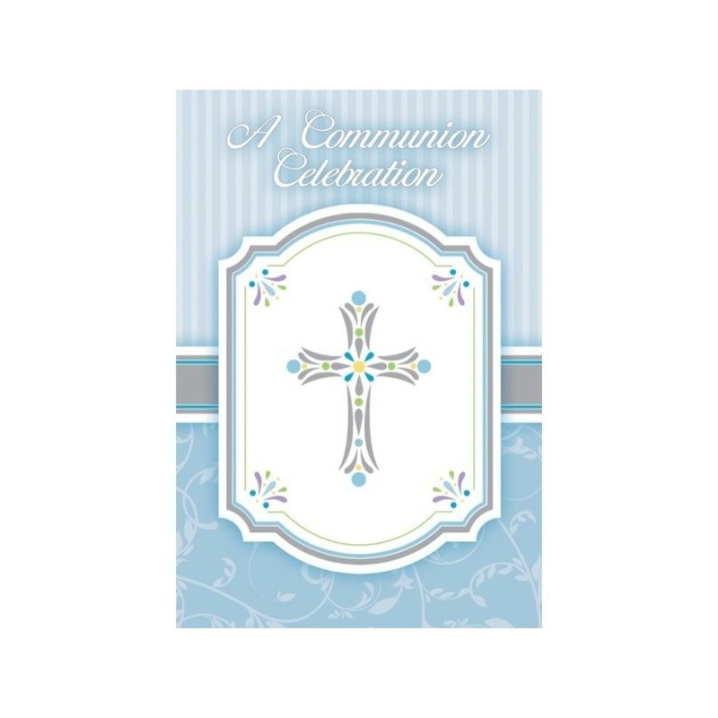 Amscan Postcard Invites - Communion Blessing Blue