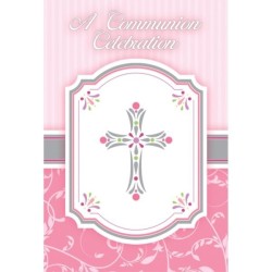 Amscan Postcard Invites - Communion Blessing Pink