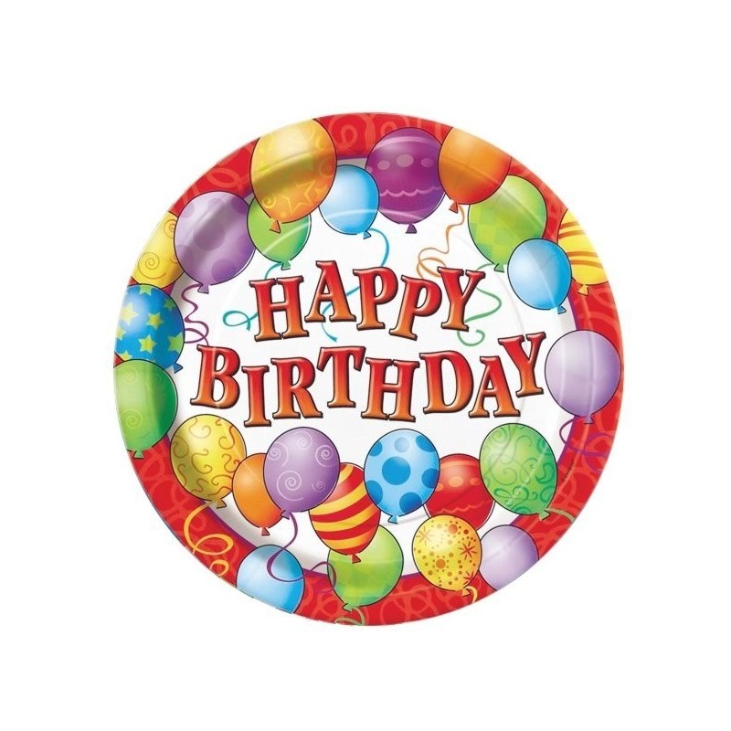 Unique Party 9 Inch Plates - Birthday Balloons