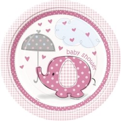 Unique Party 9 Inch Pink Plates - Umbrellaphants