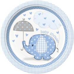 Unique Party 9 Inch Blue Plates - Umbrellaphants