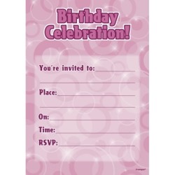 Unique Party Flat Invites - Pink Glitz