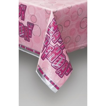 Unique Party Plastic Tablecover - Pink Glitz