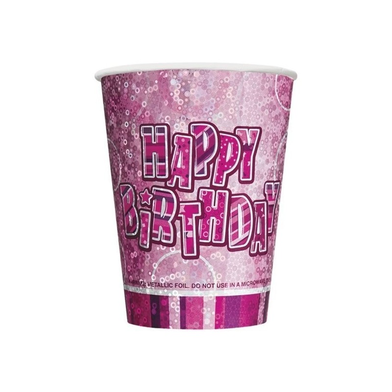 Unique Party 9oz Prism Cup - Pink Glitz