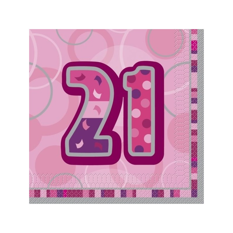 Unique Party Pink Glitz Lunch Napkins - 21