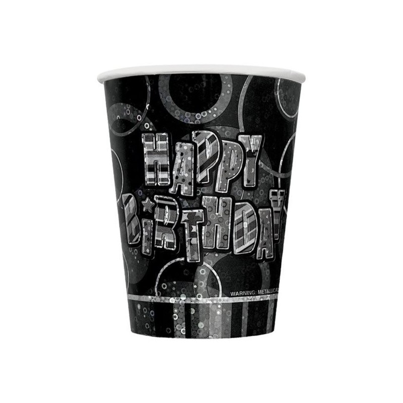 Unique Party 9oz Prism Cups - Black Glitz