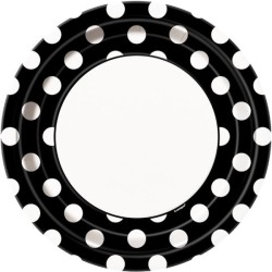 Unique Party 9 Inch Plates - Black Dots