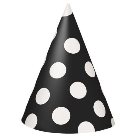 Unique Party Party Hats - Black Dots