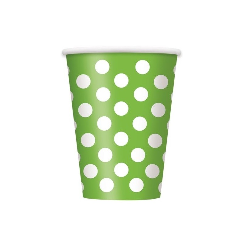 Unique Party 12oz Cups - Lime Green Dots