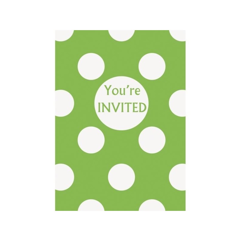 Unique Party Invites - Lime Green Dots