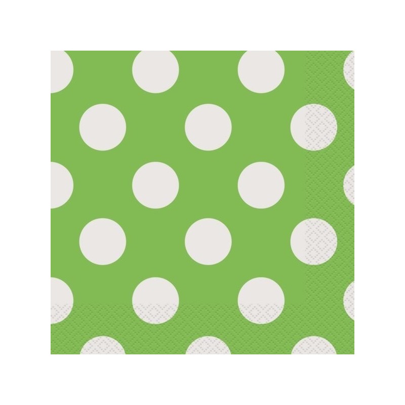 Unique Party Lunch Napkins - Lime Green Dots