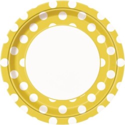 Unique Party 9 Inch Plates - Yellow Dots