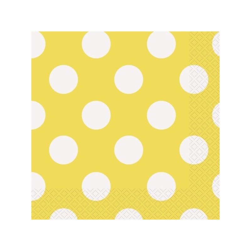 Unique Party Lunch Napkins - Yellow Dots