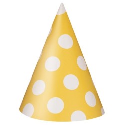 Unique Party Party Hats - Yellow Dots