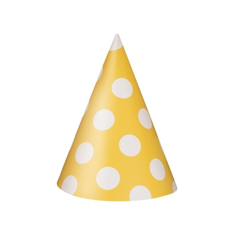 Unique Party Party Hats - Yellow Dots