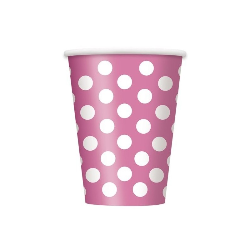 Unique Party 12oz Cups - Hot Pink Dots