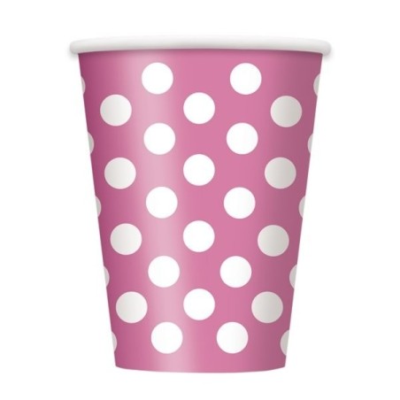 Unique Party 12oz Cups - Hot Pink Dots