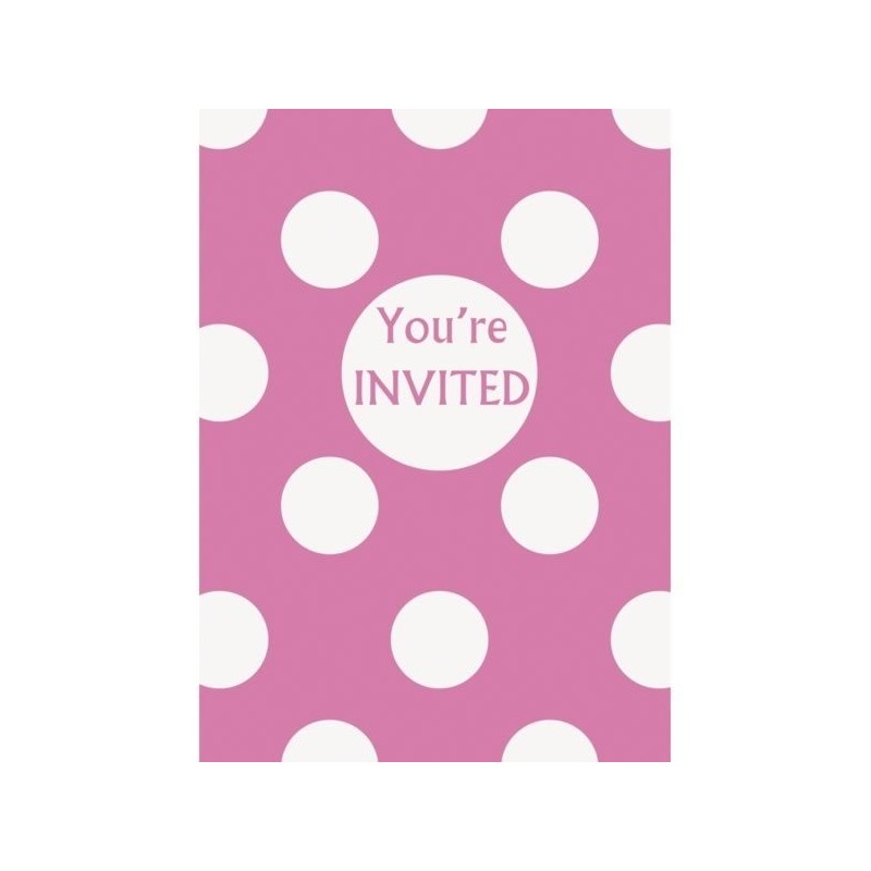 Unique Party Invites - Hot Pink Dots